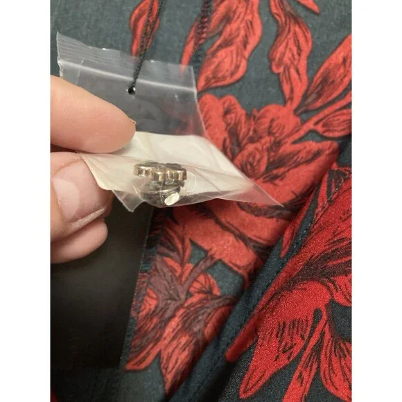 Huguest Mini Dress Womens Sz XL Blue Red Floral Ruffles short sleeve NEW - Picture 6 of 14